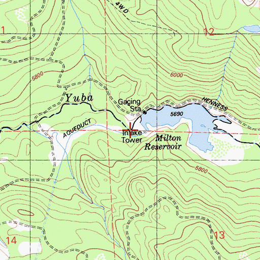 Topographic Map of Milton Diversion 61-007 Dam, CA