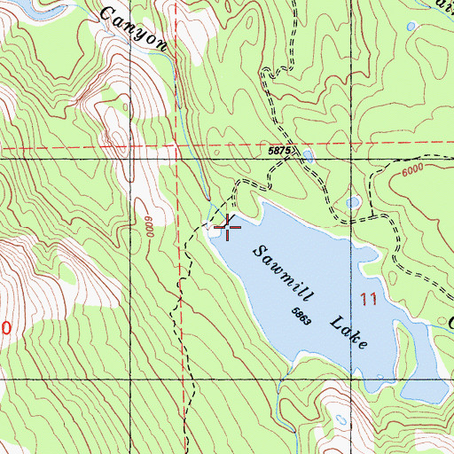 Topographic Map of Sawmill Lake 61-010 Dam, CA
