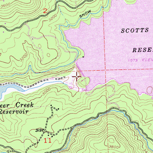 Topographic Map of Scotts Flat 61-018 Dam, CA