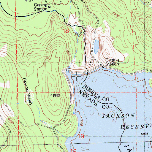 Topographic Map of Jackson Meadows 61-020 Dam, CA