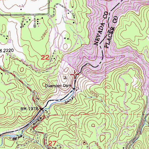Topographic Map of Rollins 61-021 Dam, CA