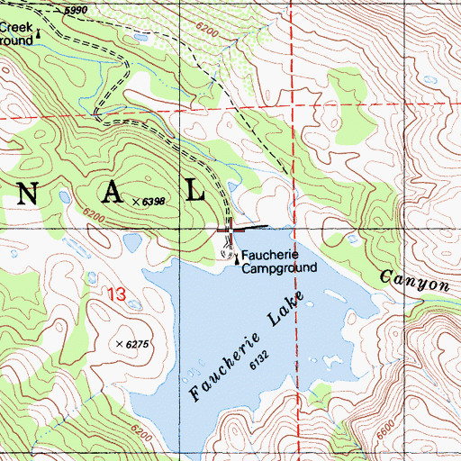 Topographic Map of Faucherie 61-022 Dam, CA
