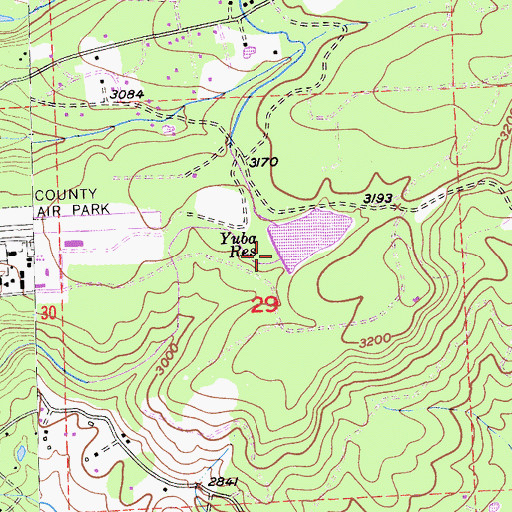 Topographic Map of Loma Rica Airport 61-025 Dam, CA
