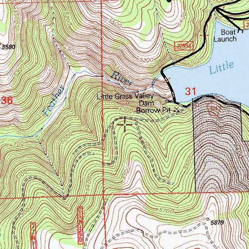 Topographic Map of Little Grass Valley 63-003 Dam, CA