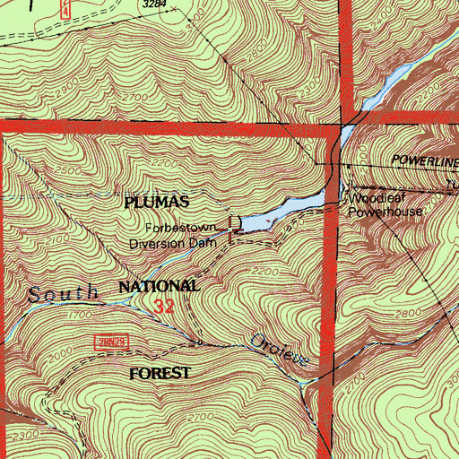 Topographic Map of Forbestown Diversion 63-007 Dam, CA