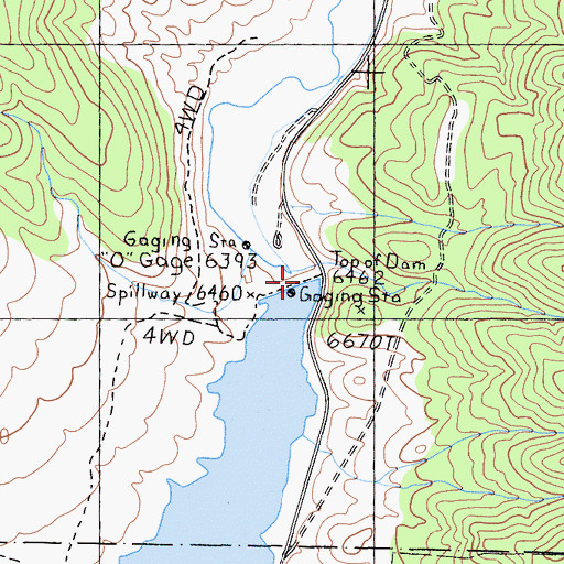 Topographic Map of Bridgeport 70-002 Dam, CA