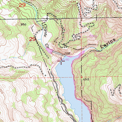 Topographic Map of Coyote 72-002 Dam, CA