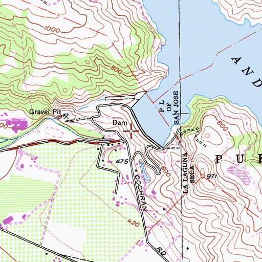 Topographic Map of Leroy Anderson 72-009 Dam, CA