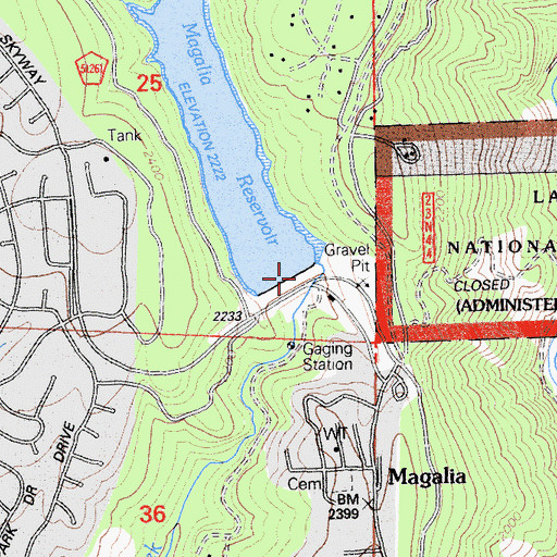 Topographic Map of Magalia 73 Dam, CA