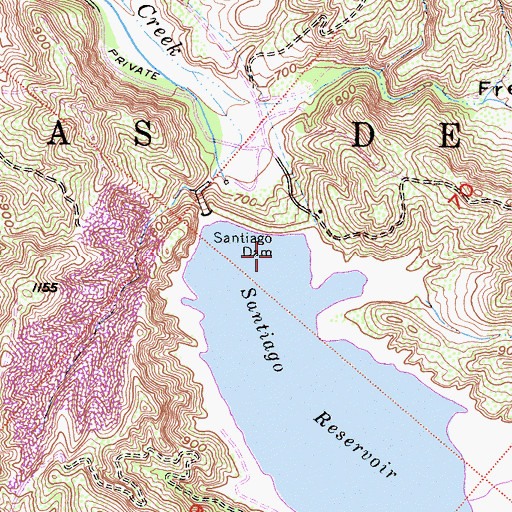 Topographic Map of Santiago Creek 75 Dam, CA