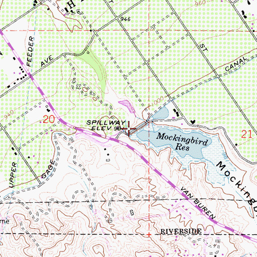 Topographic Map of Mockingbird Canyon 81-003 Dam, CA