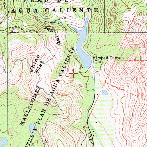 Topographic Map of Kimball Creek 83 Dam, CA