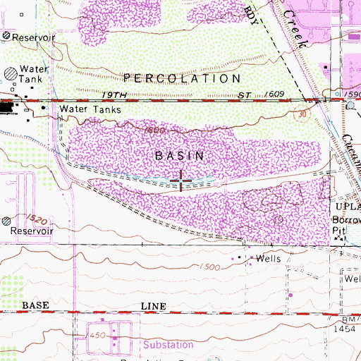 Topographic Map of Desilting Basin G 87-003 Dam, CA