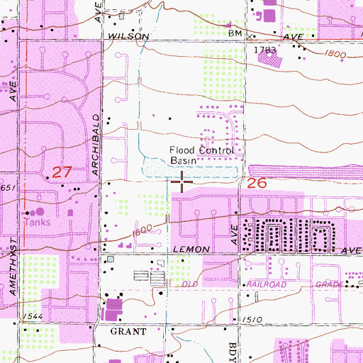 Topographic Map of Alta Loma Basin Number 1 87-006 Dam, CA