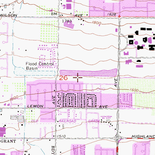 Topographic Map of Alta Loma Basin Number 2 87-007 Dam, CA