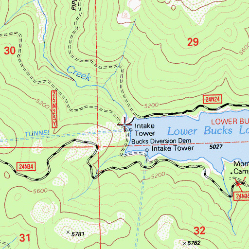 Topographic Map of Bucks Diversion 94-000 Dam, CA