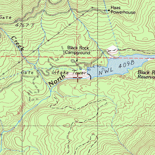 Topographic Map of Balch Diversion 95-000 Dam, CA
