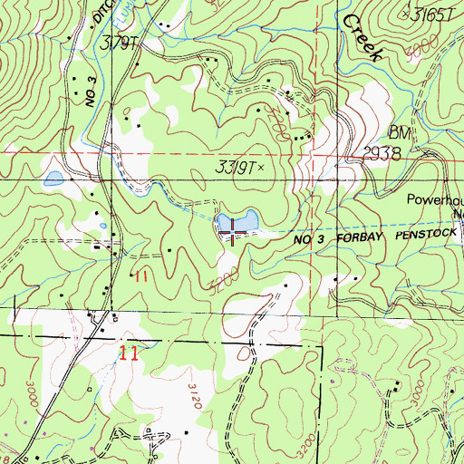 Topographic Map of Number 3 Forebay 95-006 Dam, CA