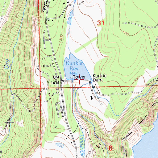 Topographic Map of Kunkle 97-007 Dam, CA
