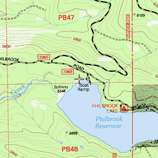 Topographic Map of Philbrook 97-008 Dam, CA