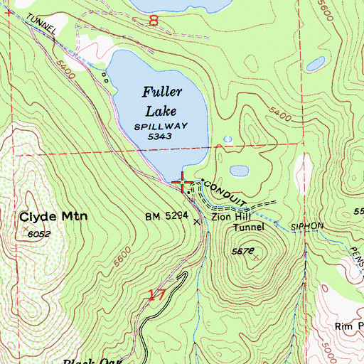 Topographic Map of Fuller Lake 97-021 Dam, CA