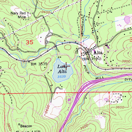 Topographic Map of Lake Alta 97-026 Dam, CA
