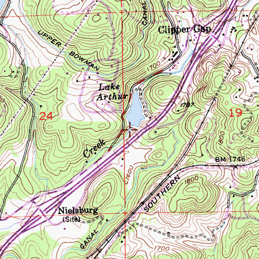 Topographic Map of Lake Arthur 97-027 Dam, CA