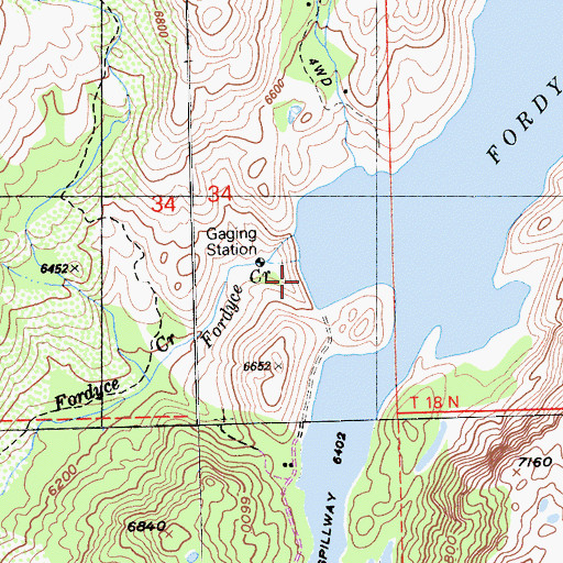 Topographic Map of Lake Fordyce 97-028 Dam, CA