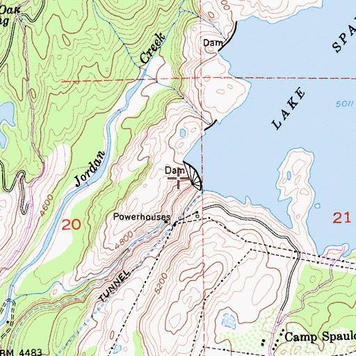 Topographic Map of Lake Spaulding 97-029 Dam, CA