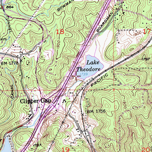 Topographic Map of Lake Theodore 97-031 Dam, CA