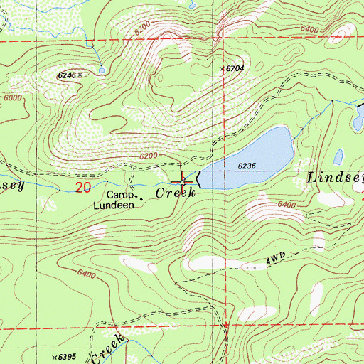 Topographic Map of Lower Lindsey 97-036 Dam, CA