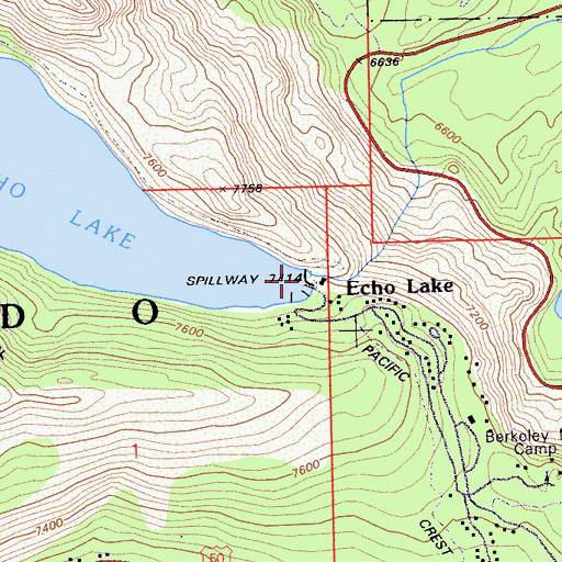 Topographic Map of Echo Lake 97-052 Dam, CA