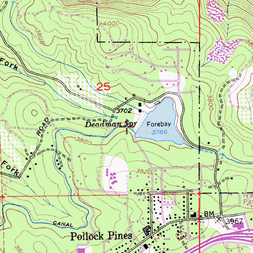 Topographic Map of El Dorado Forebay 97-053 Dam, CA