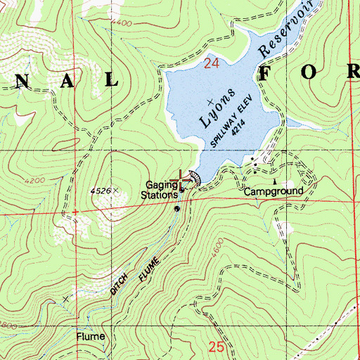 Topographic Map of Lyons 97-073 Dam, CA