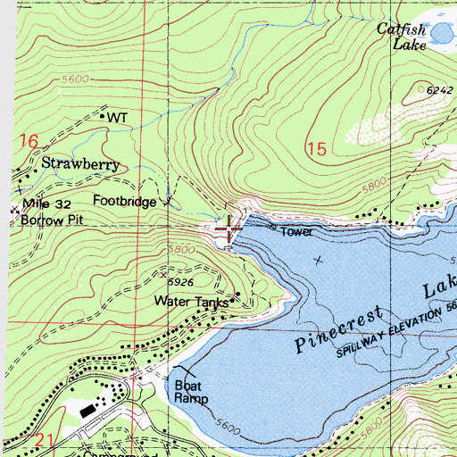 Topographic Map of Main Strawberry 97-074 Dam, CA