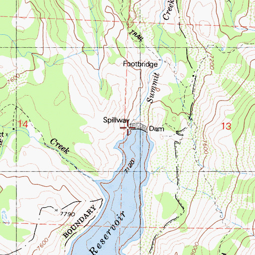 Topographic Map of Relief 97-080 Dam, CA