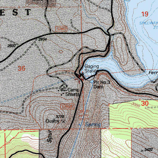Topographic Map of Pit Number 3 97-098 Dam, CA