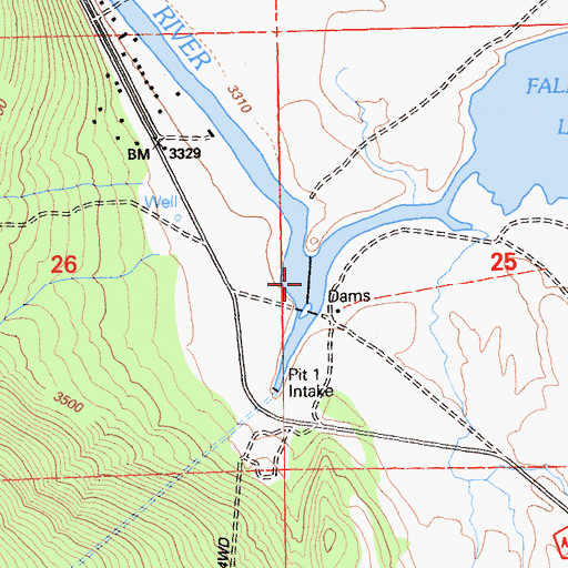 Topographic Map of Pit Number 1 Diversion 97-099 Dam, CA