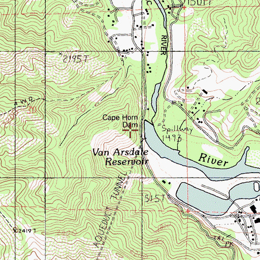 Topographic Map of Van Arsdale 97-102 Dam, CA