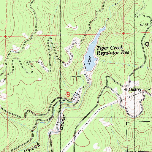 Topographic Map of Tiger Creek Regulator 97-104 Dam, CA
