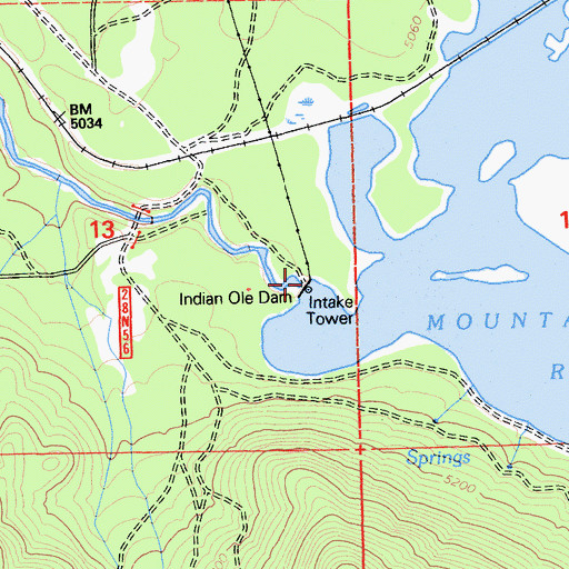 Topographic Map of Indian Ole 97-113 Dam, CA