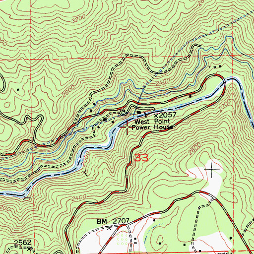 Topographic Map of Electra Diversion 97-114 Dam, CA