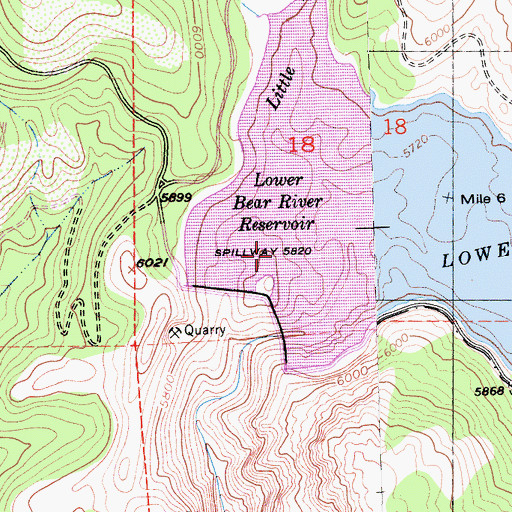 Topographic Map of Lower Bear River 97-115 Dam, CA