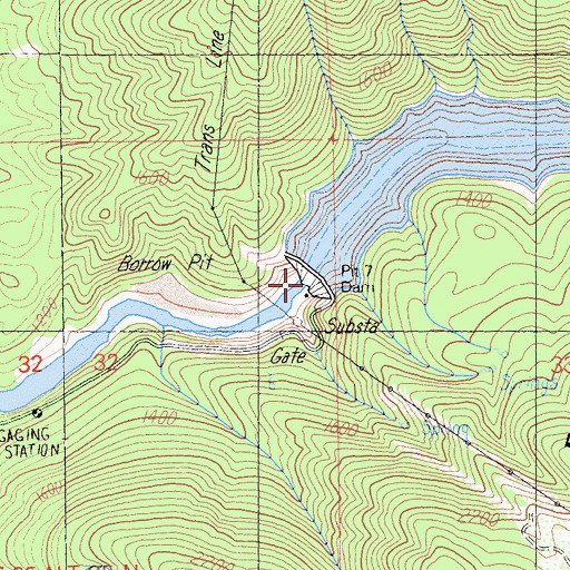 Topographic Map of Pit Number 7 97-122 Dam, CA