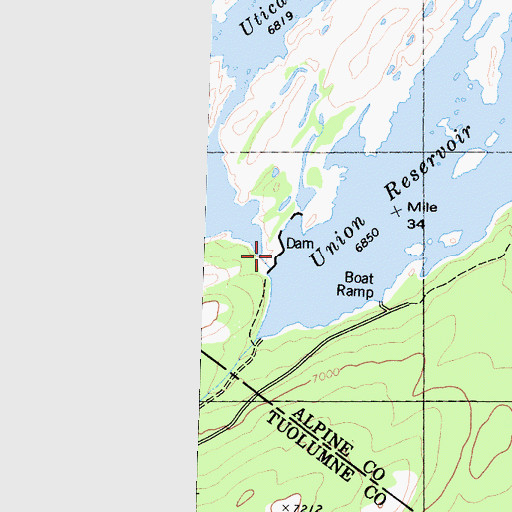 Topographic Map of Union 99-005 Dam, CA