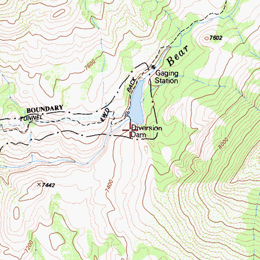 Topographic Map of Bear Creek Diversion 104-000 Dam, CA