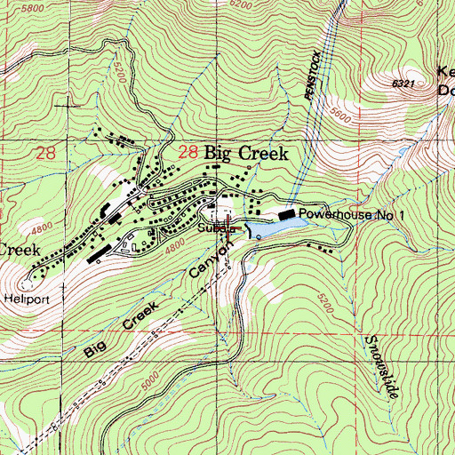 Topographic Map of Big Creek Number 4 104-004 Dam, CA