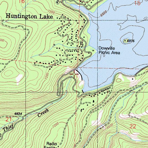 Topographic Map of Huntington Lake 1 104-010 Dam, CA