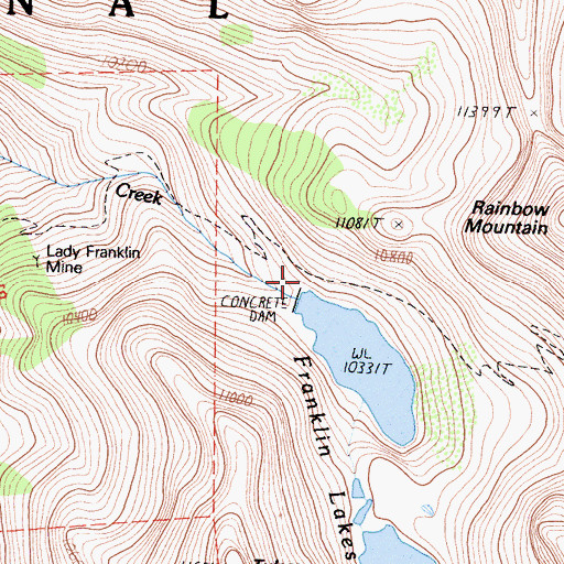 Topographic Map of Lady Franklin Lake 104-011 Dam, CA