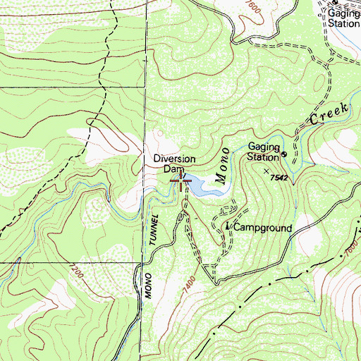 Topographic Map of Mono Creek Diversion 104-012 Dam, CA